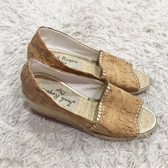 Jack Rodgers‎ Palmer Espadrille Peep Toe Wedges Tan Size 11 - Picture 1 of 8